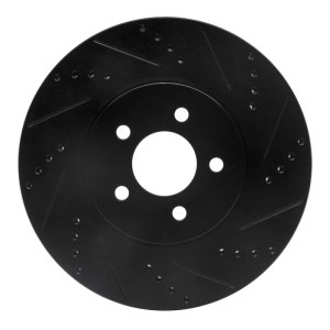 Ford Mustang Brake Rotor (1) - Front Right - R1 Concepts - Drilled & Slotted - Black - `94-`04